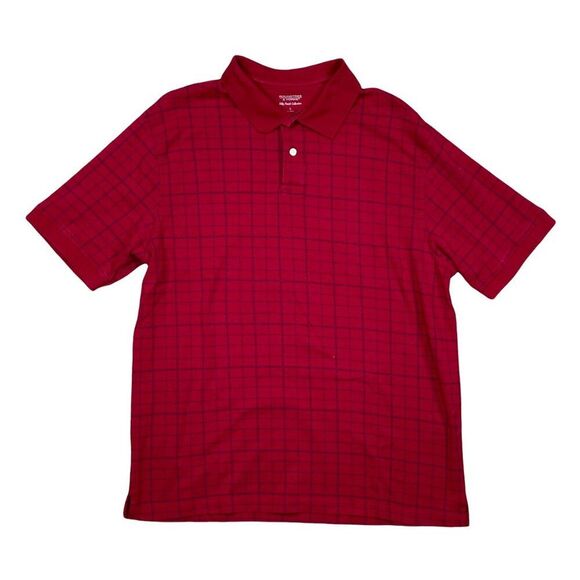 Roundtree & Yorke Polo Red Check Mens Size Large - Picture 1 of 4